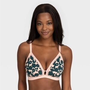 All.You. LIVELY Women's Floral Print Mesh Trim Bralette 32 DD-DDD / 34 D-DD